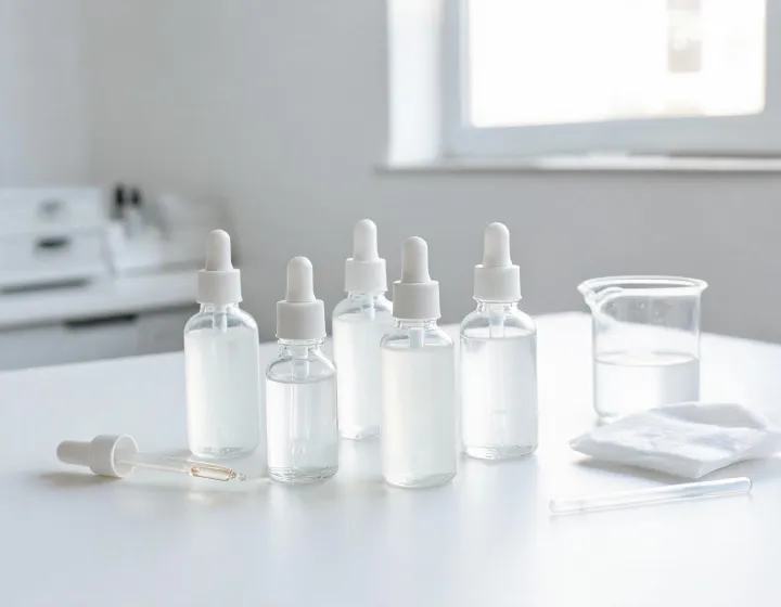 niacinamide serum for oily skin on a cosmetics bench, illustration only