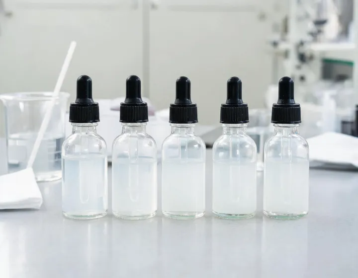 5 niacinamide serum on a cosmetics bench, illustration only